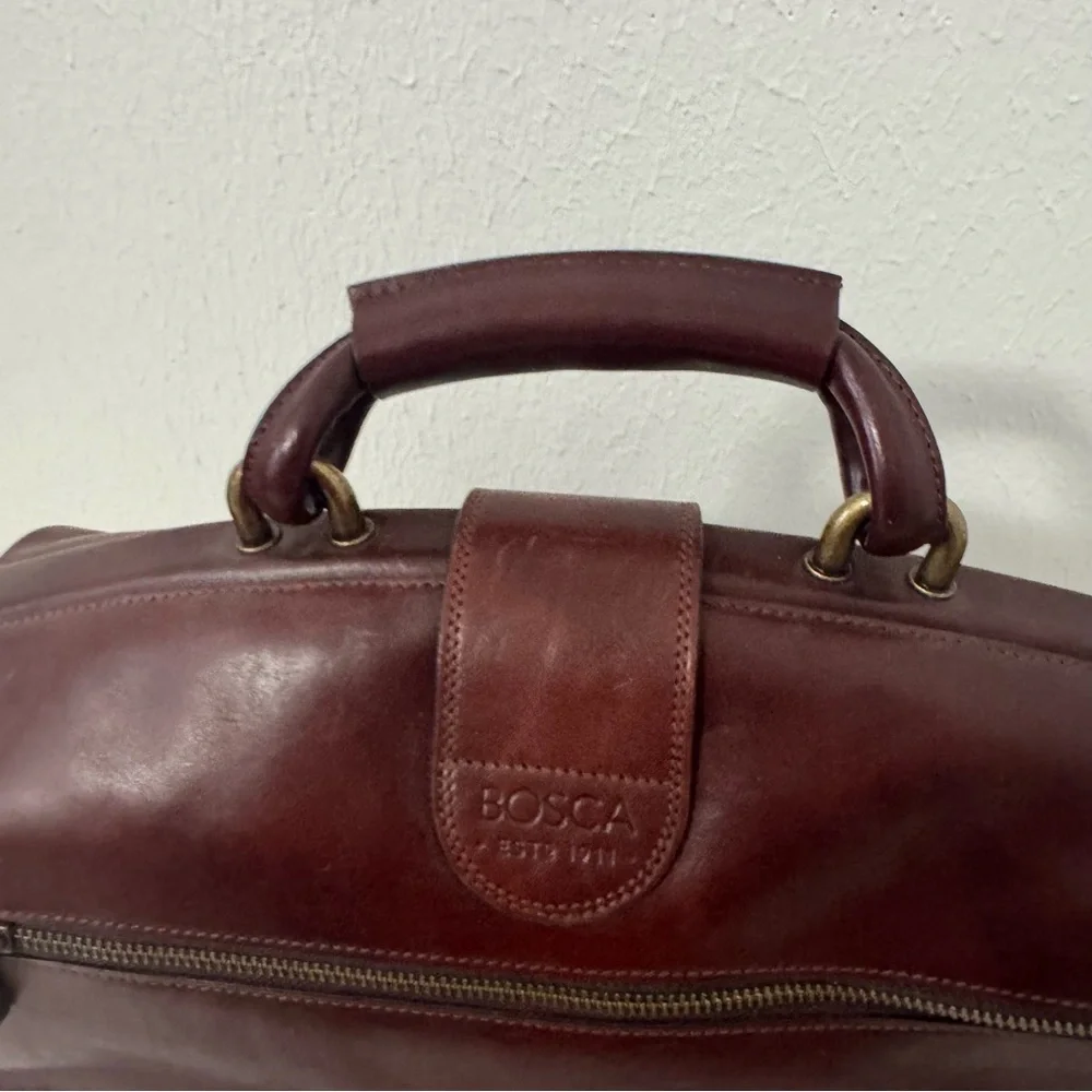 Bosca Dolce Chestnut Brown Leather Briefcase with Top Handle (Key) NWOT Doctors